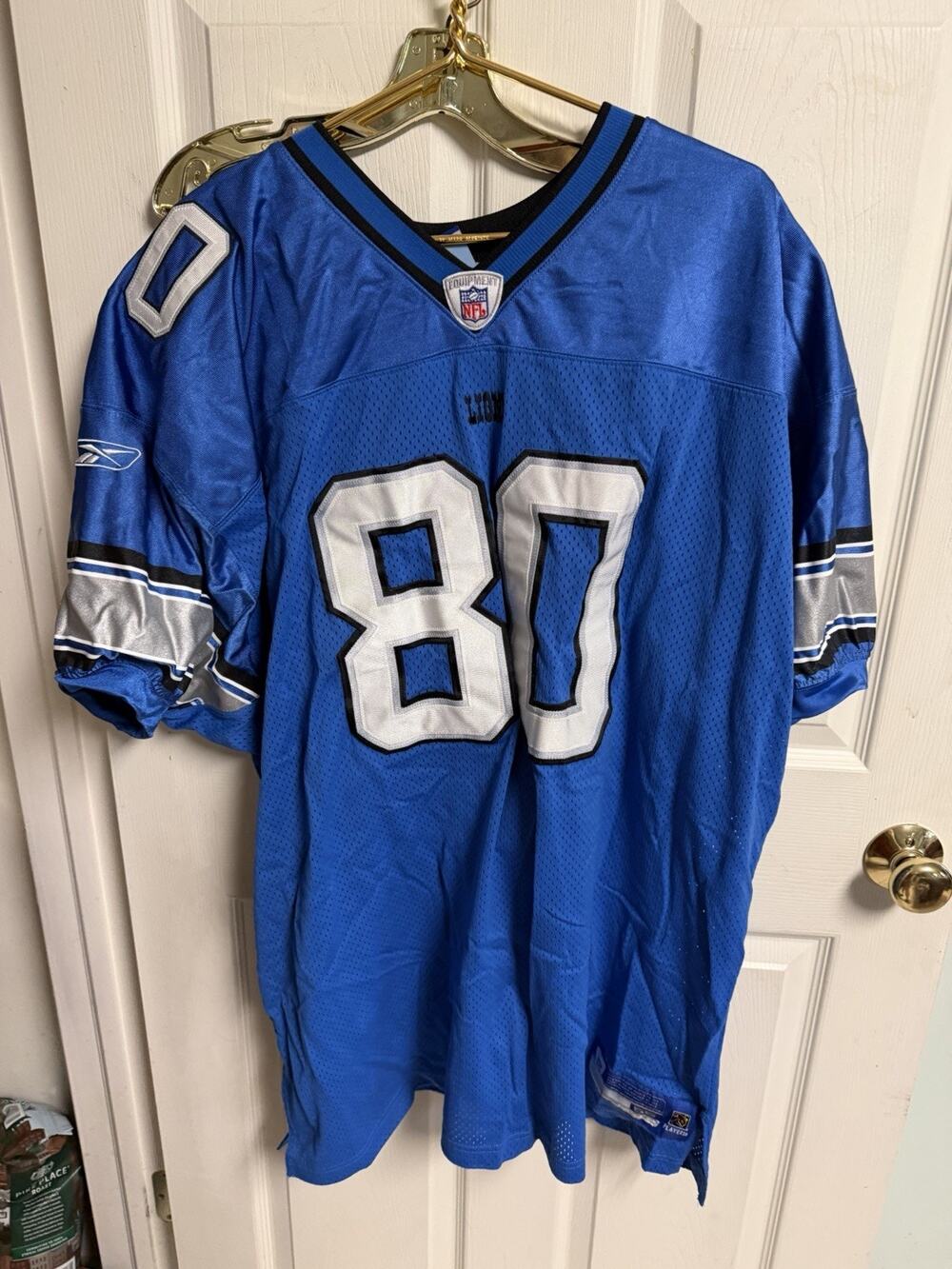 Reebok Blue Detroit Lions Charles Rogers 80 Jersey Size 56 3xl